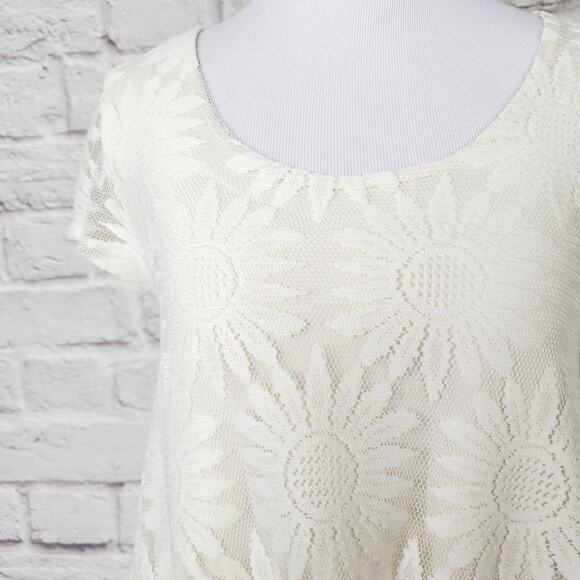 Urban Outfitters Lace Floral Lace Trapeze Dress Cream Mini Size Small - Picture 15 of 15